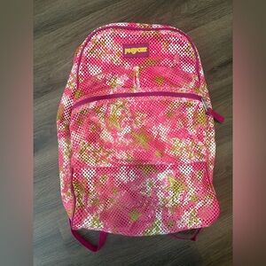 Jansport Pink and Goldfish Star Mesh Backpack